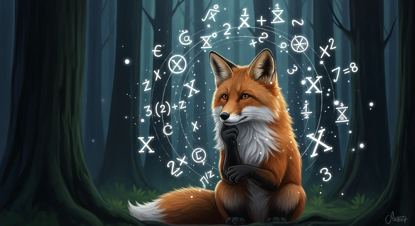 125+ Clever Fox Riddles with Answers That’ll Outsmart You 7 Fox surrounded by floating mathematical symbols and formulas