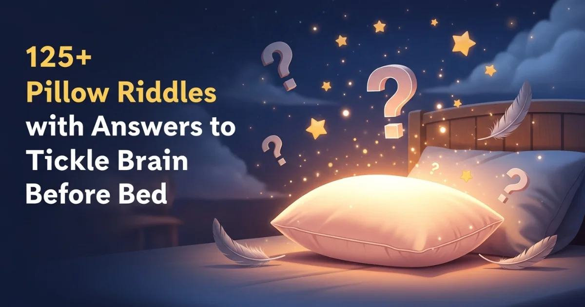 Glowing pillow with question marks and stars in dreamy night sky