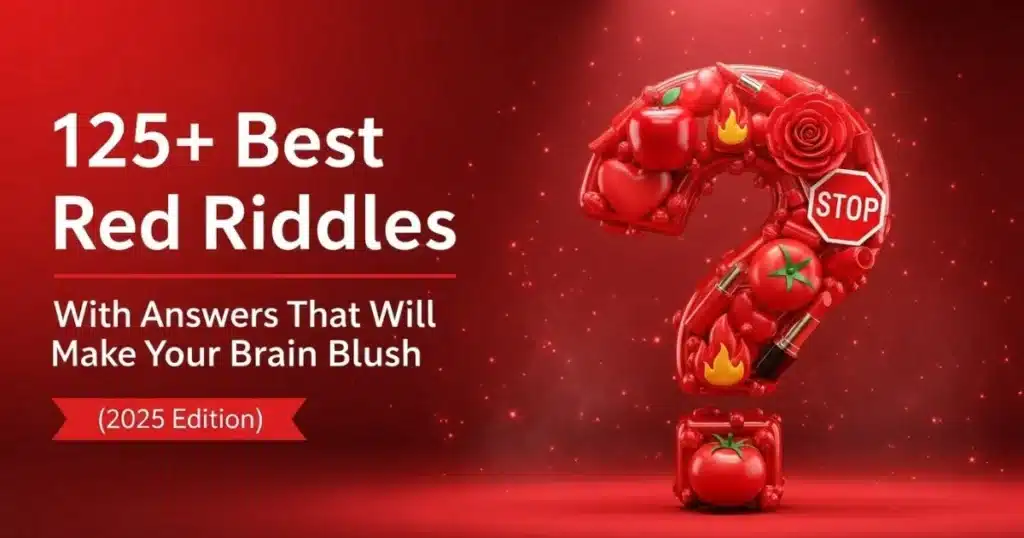 Red riddles collection with question mark and brain teasers theme