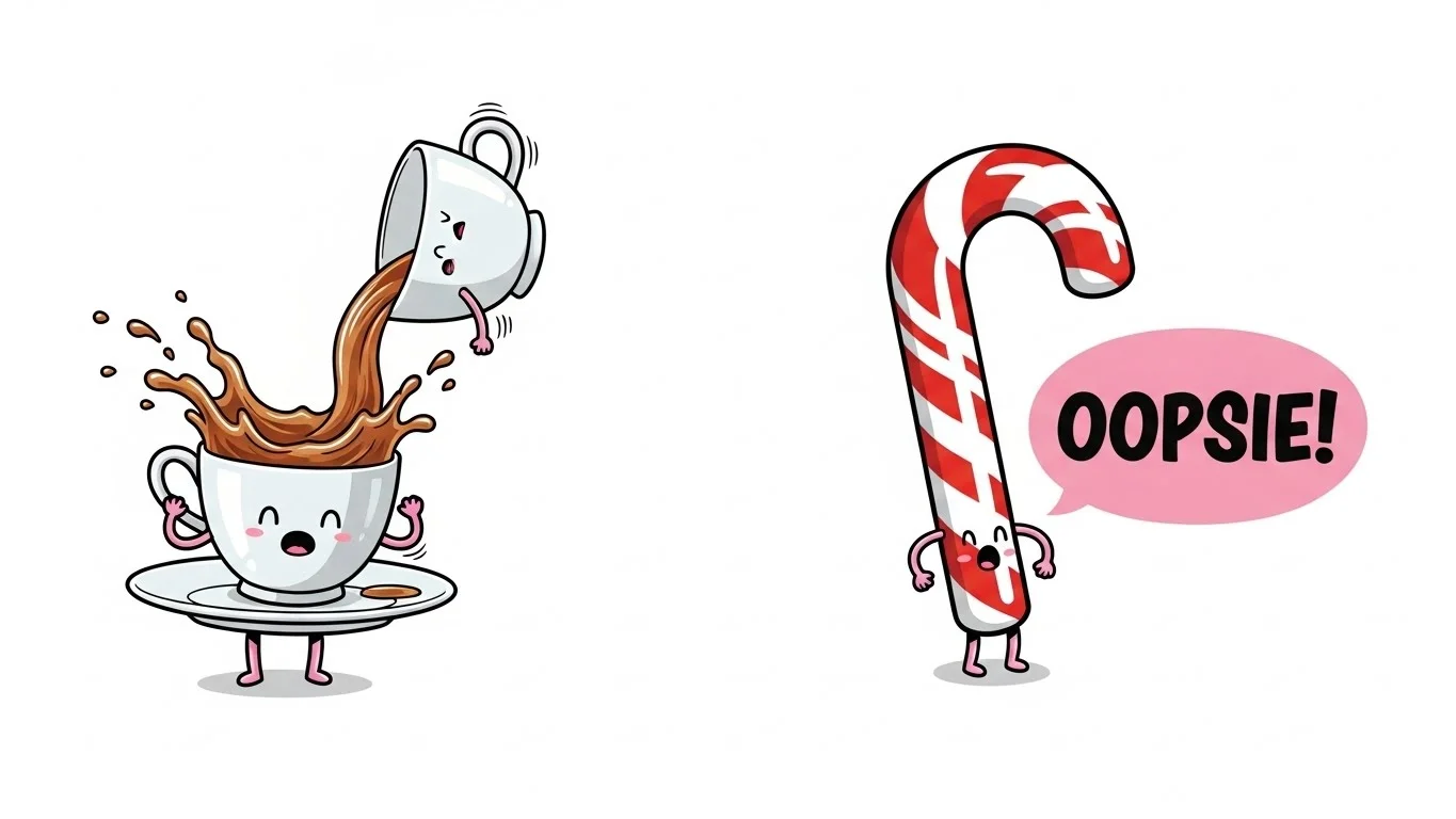 Adorable cartoon hot chocolate and candy cane characters illustration