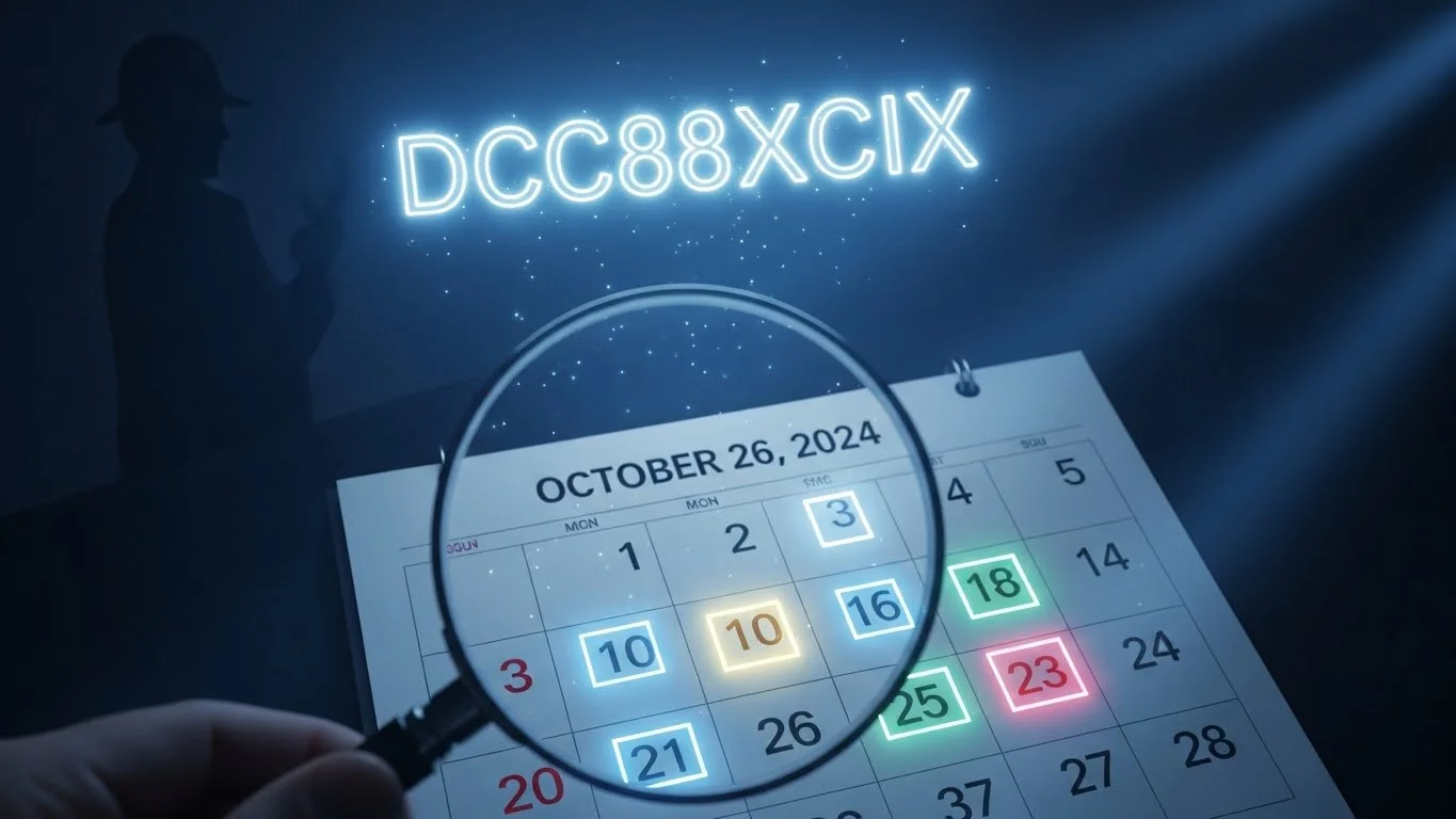 Magnified October 2024 calendar with mysterious alphanumeric code