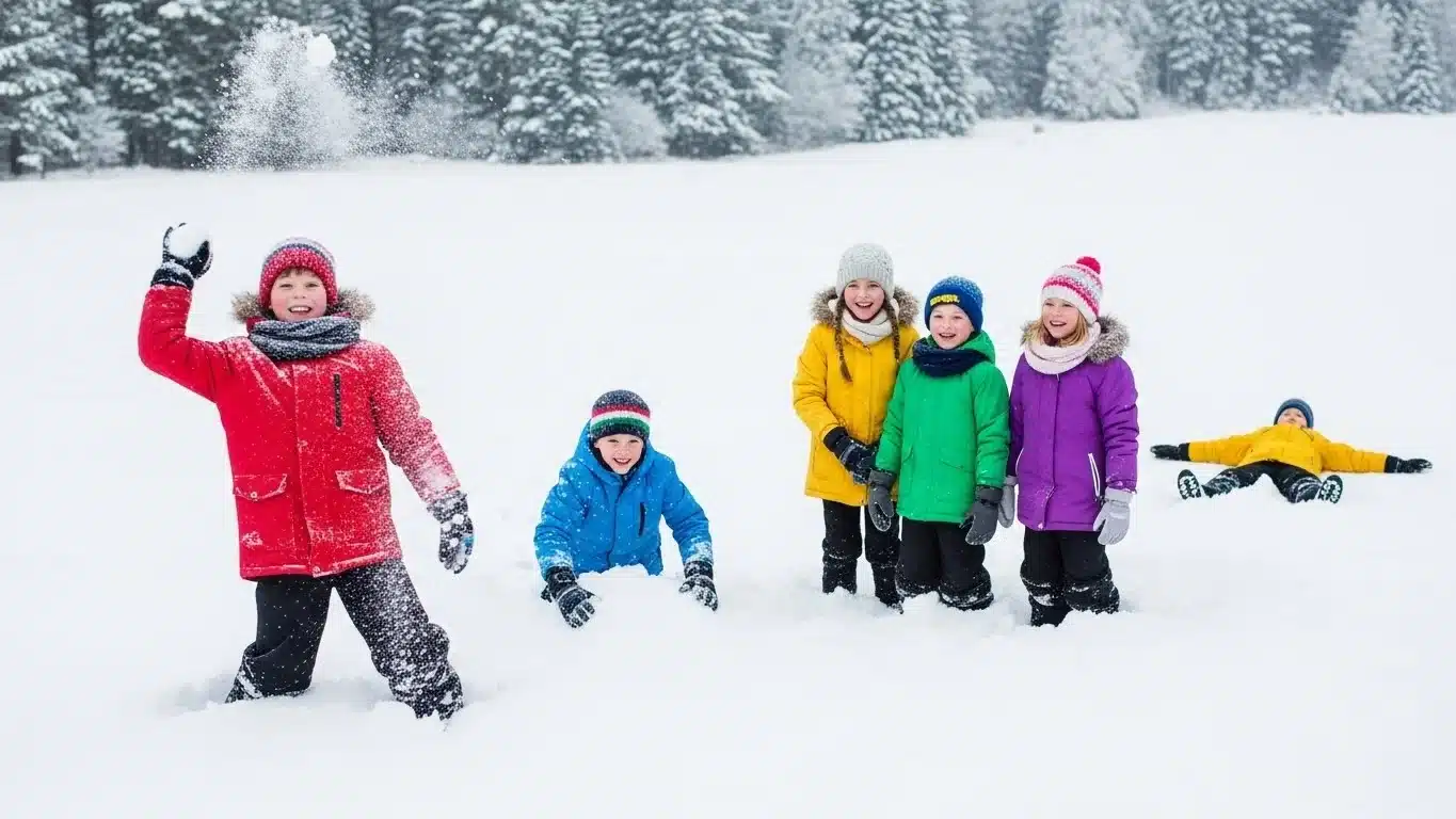 Most People Can't Solve Even 5 of These 125+ New Winter Riddles—Can You? 3 Children laughing and playing together in deep winter snow